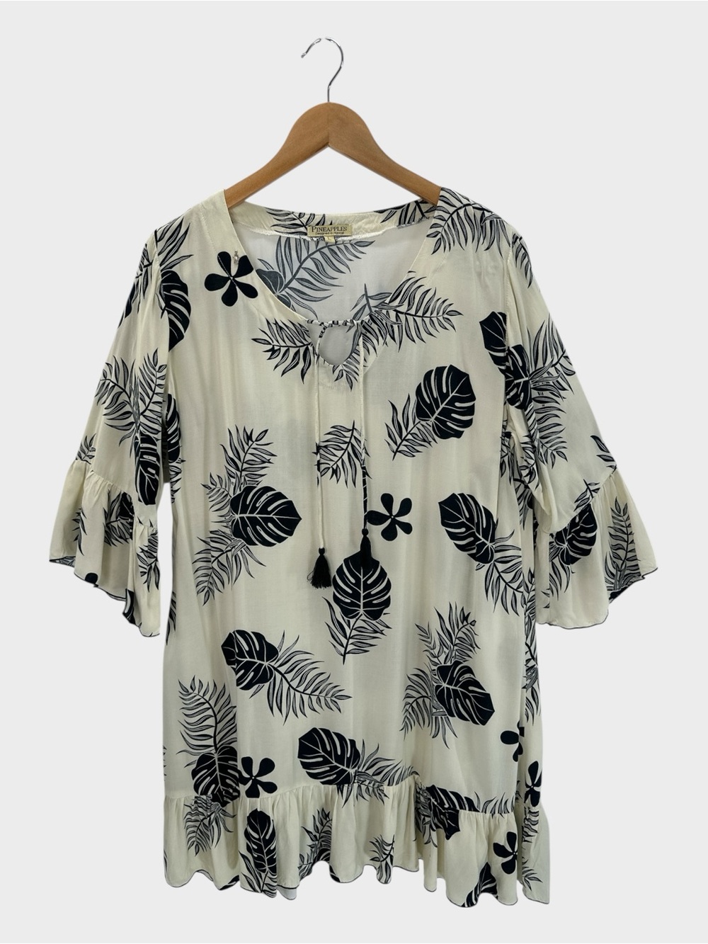 Pineapples Hawaii Tropical Monstera Palm Resort Tunic Dress Luauโ Cruise Beach L